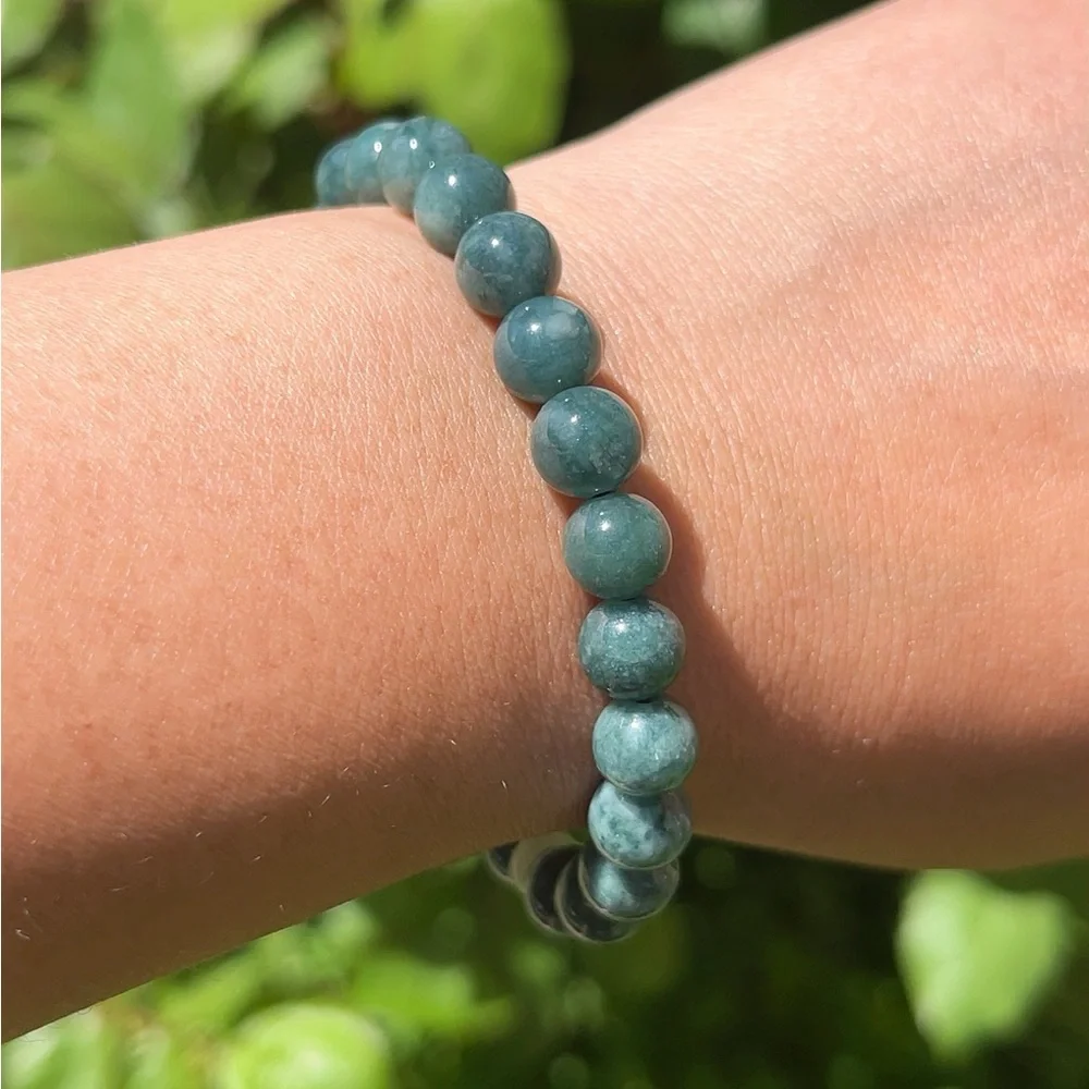 8mm stretchable blue water‎ jade bracelet